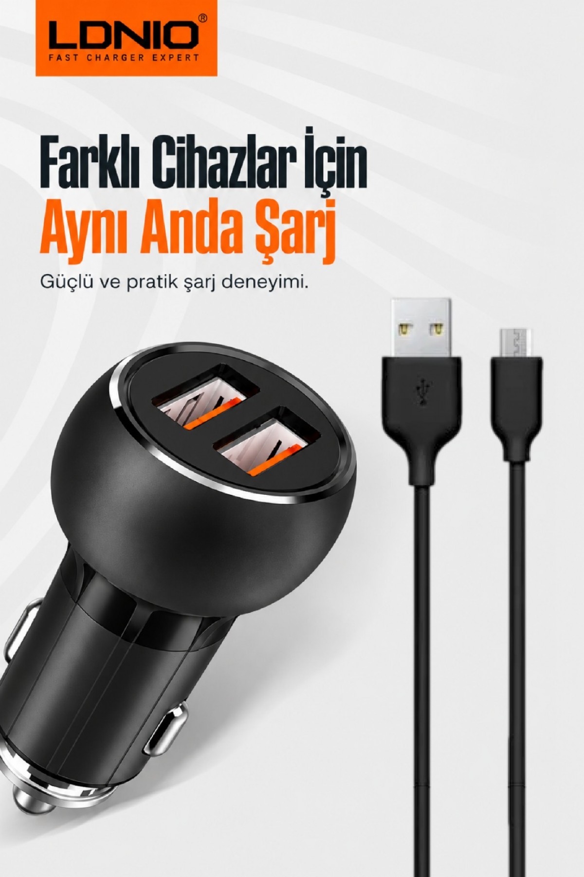 LDNIO HIZLI ARAÇ ŞARJ CİHAZI C503Q + MİCRO ŞARJ KABLOSU