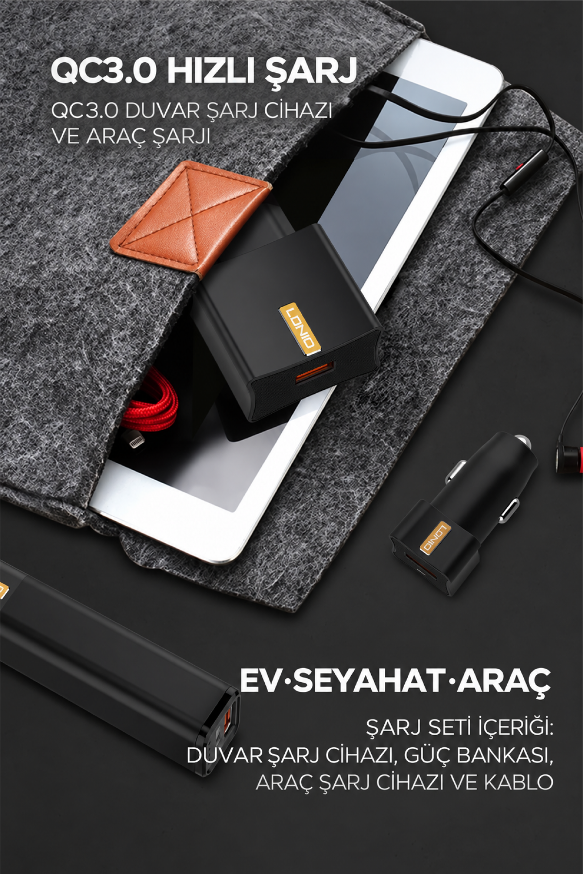 LDNIO 3IN1 2.600 MAH POWERBANK EV&ARABA ŞARJ CİHAZI CC200 LDNIO 3IN1 2.600 MAH POWERBANK EV&ARABA ŞARJ CİHAZI CC200