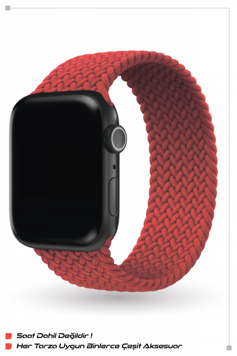 ITHINK APPLE WATCH UYUMLU ÖRGÜ KORDON 42/44/45/49 mm (KIRMIZI)