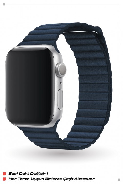 ITHINK APPLE WATCH UYUMLU PREMIUM DERİ KORDON 42/44/45/49 mm ( MAVİ )