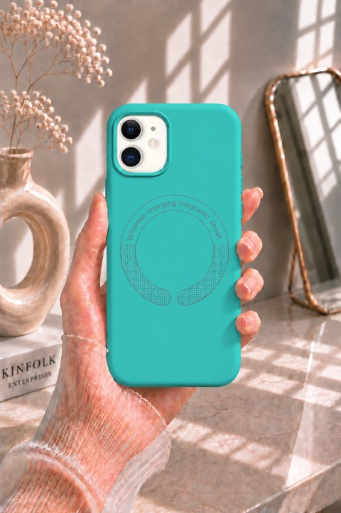 ITHINK IPHONE 11 UYUMLU LEATHER MAGSAFE DERİ KAPAK (YEŞİL)