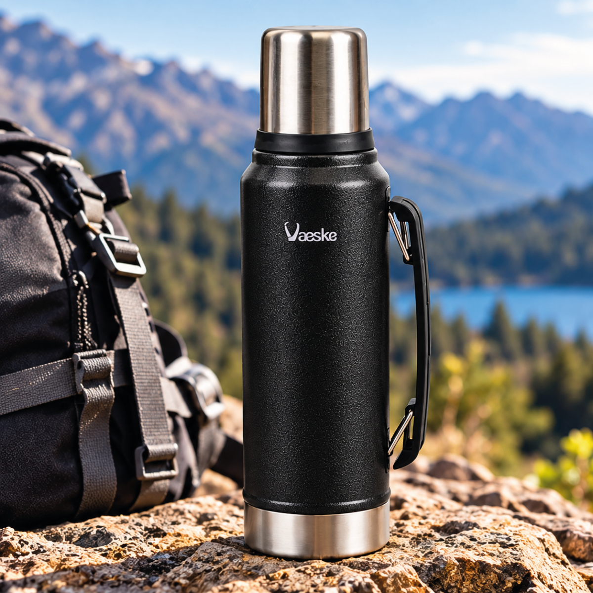 VAESKE ÇELİK TERMOS 1300ML (SİYAH)